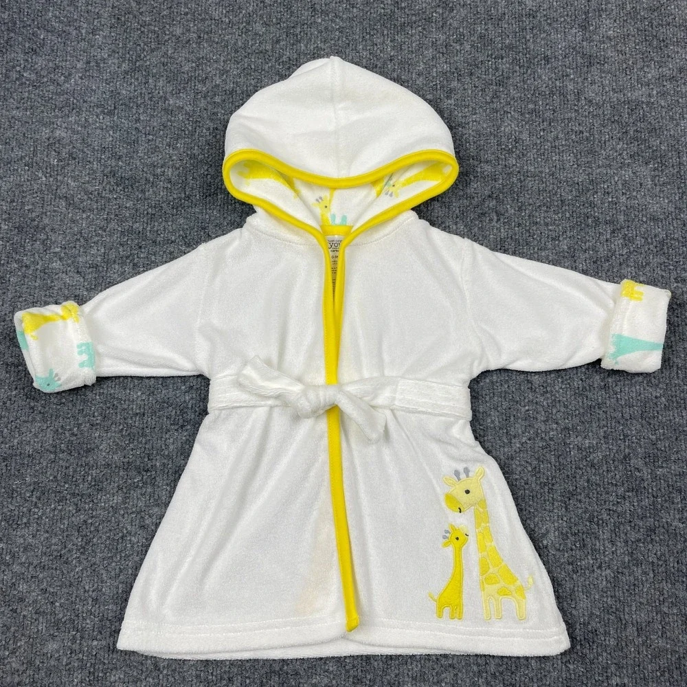 Lot of 2 Carter's Just One You Baby Hooded Bathrobes 0-9M Dinosaur Giraffe